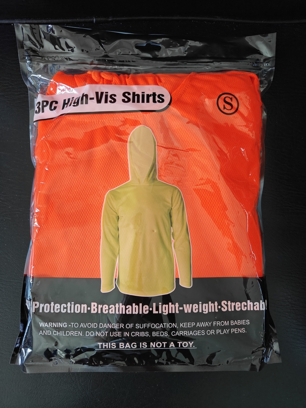 High-Vis Mens UV Protection Breathable Hooded Strechable Shirts - Orange 3 Pack